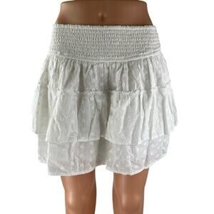 NEW Hollister White Floral Eyelet Embroidered Tiered Mini Flare A-Line Skirt L